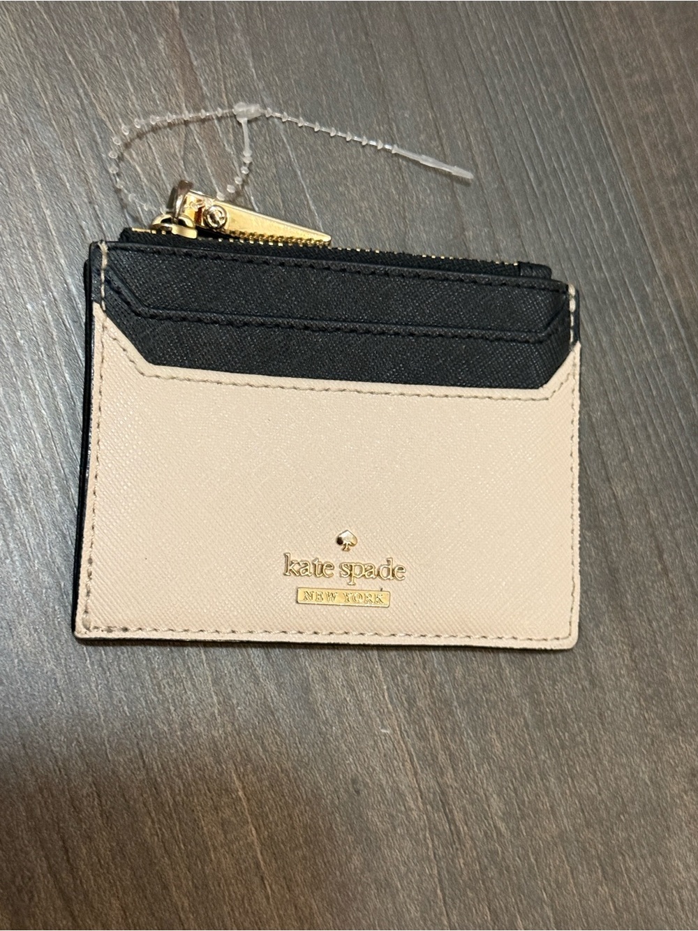 kate spade Two-Tone Black & Blush Card Holder with Zip